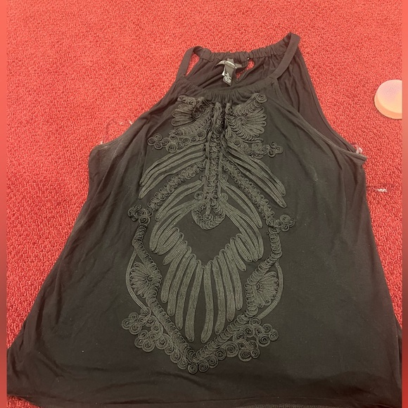 INC INTERNATIONAL CONCEPTS Black with black floral embroidery host pick - Picture 5 of 13